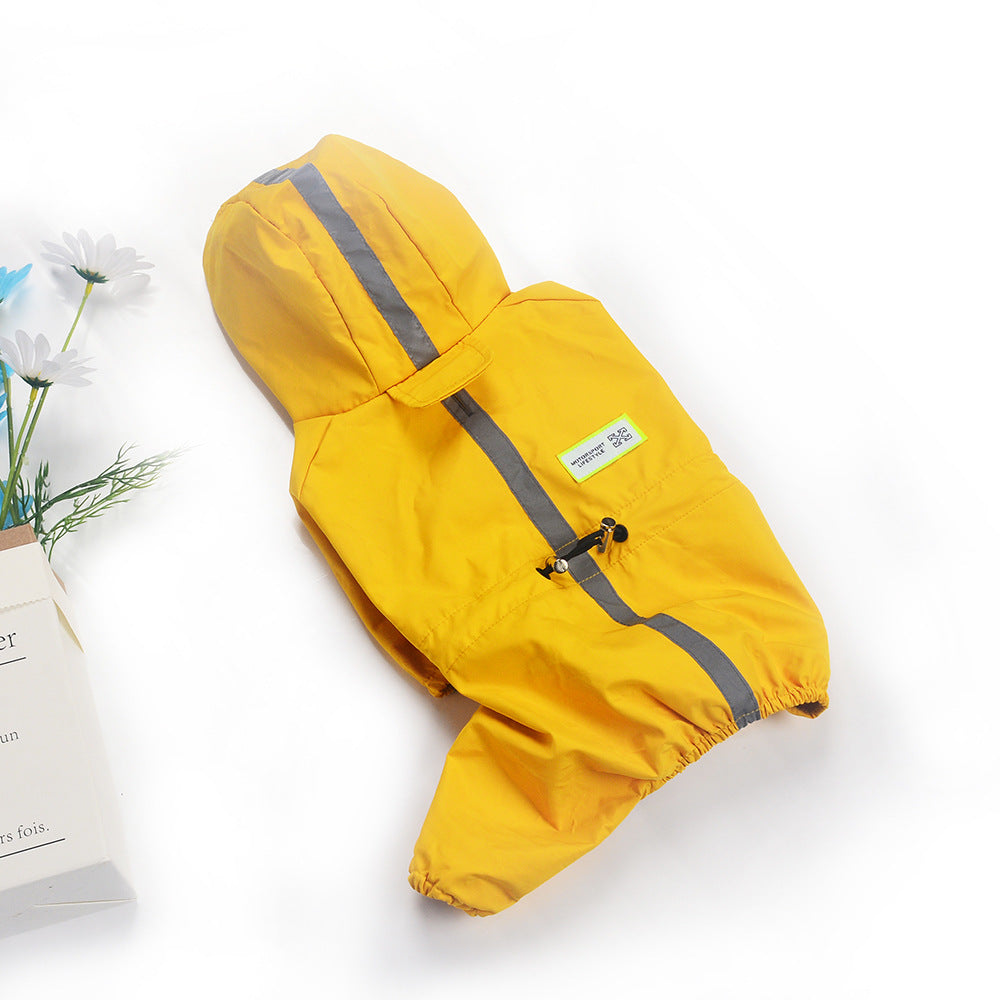 Imperméable intégral réfléchissant à capuchon pour chien