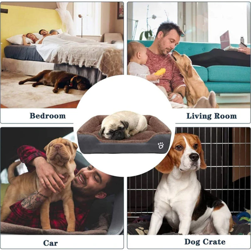 Lit douillet en peluche pour chien et chat - fond imperméable
