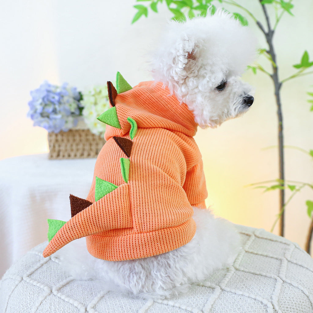 Orange dinosaur costume for dogs and cats