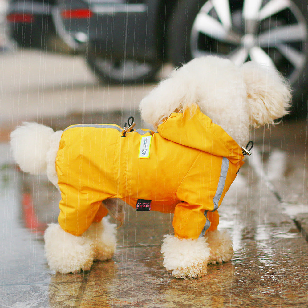 Imperméable intégral réfléchissant à capuchon pour chien