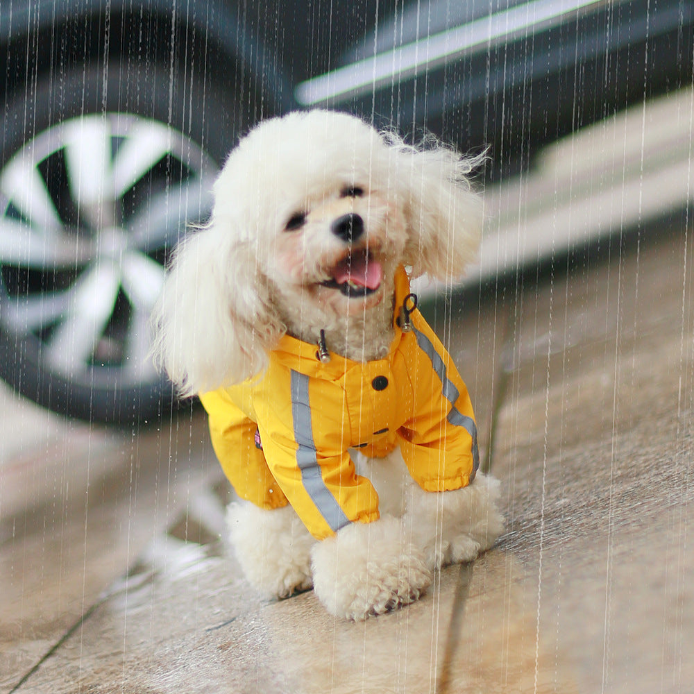 Imperméable intégral réfléchissant à capuchon pour chien
